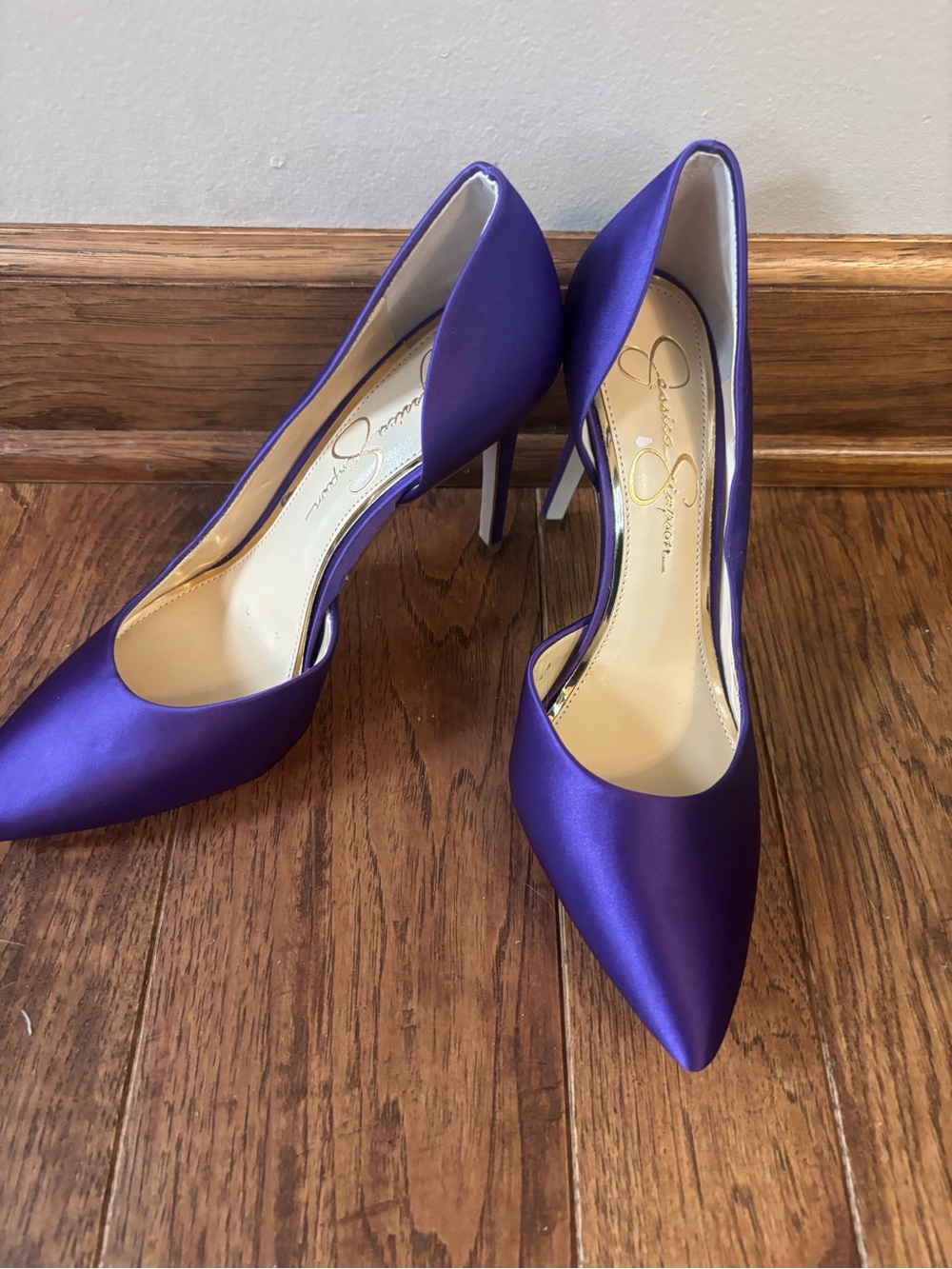Jessica Simpson Violet Satin Pointed-Toe Pumps - Picture 2 of 4